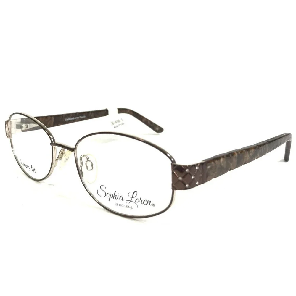 Sophia Loren Eyeglasses Frames M281 ZYLOWARE 098 Brown Round Crystals 52-16-130